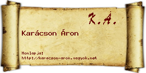 Karácson Áron névjegykártya