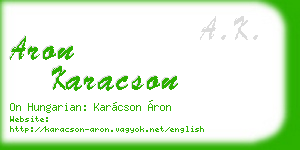 aron karacson business card